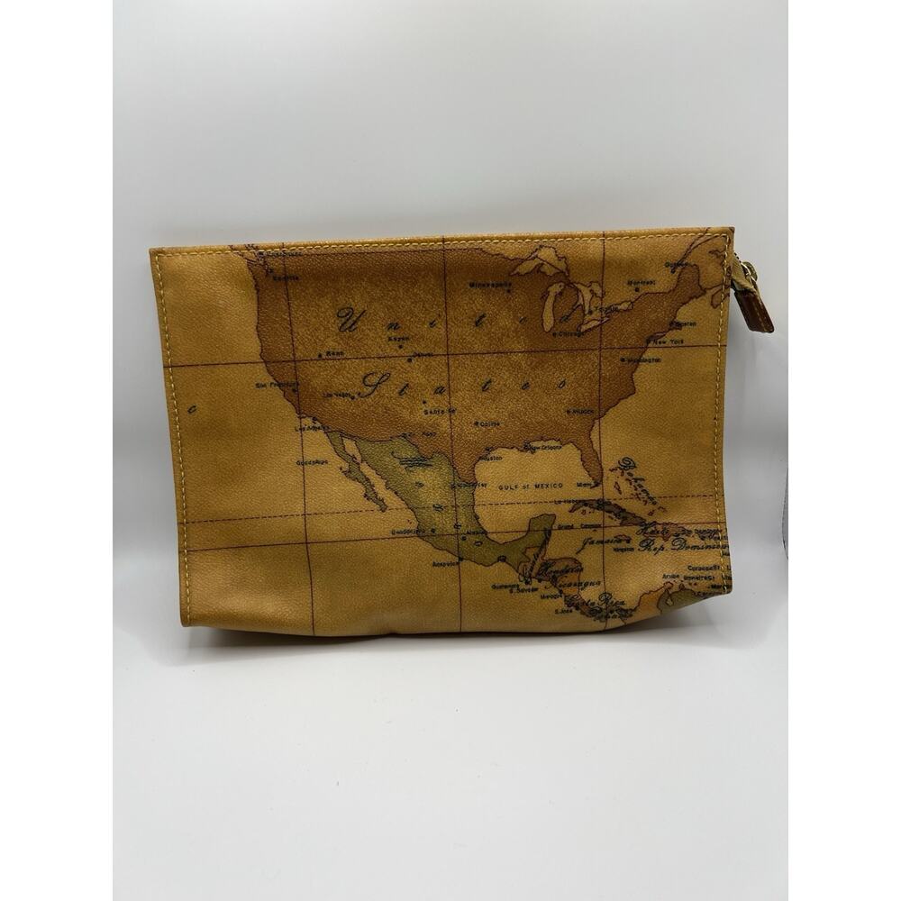 alviero martini prima classe Clutch Bag Toiletry Pouch Map Atlas Travel Vintage
